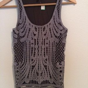 Silver and Gray Patterned Tank Top Tunic